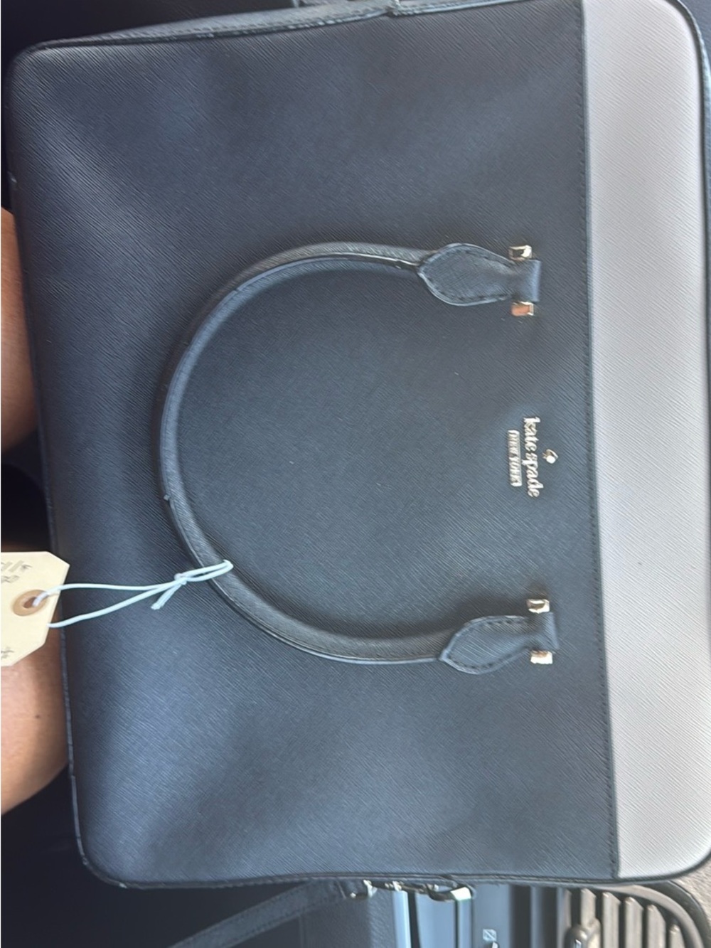 New kate spade Black and Cream Saffiano Leather Laptop Briefcase